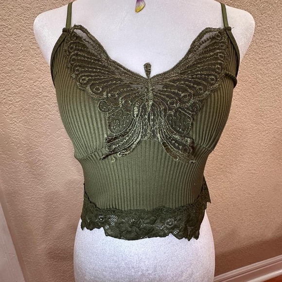 Tops - Romwe Fairycore whimsigoth Butterfly Y2k Inspired tank top lace crop